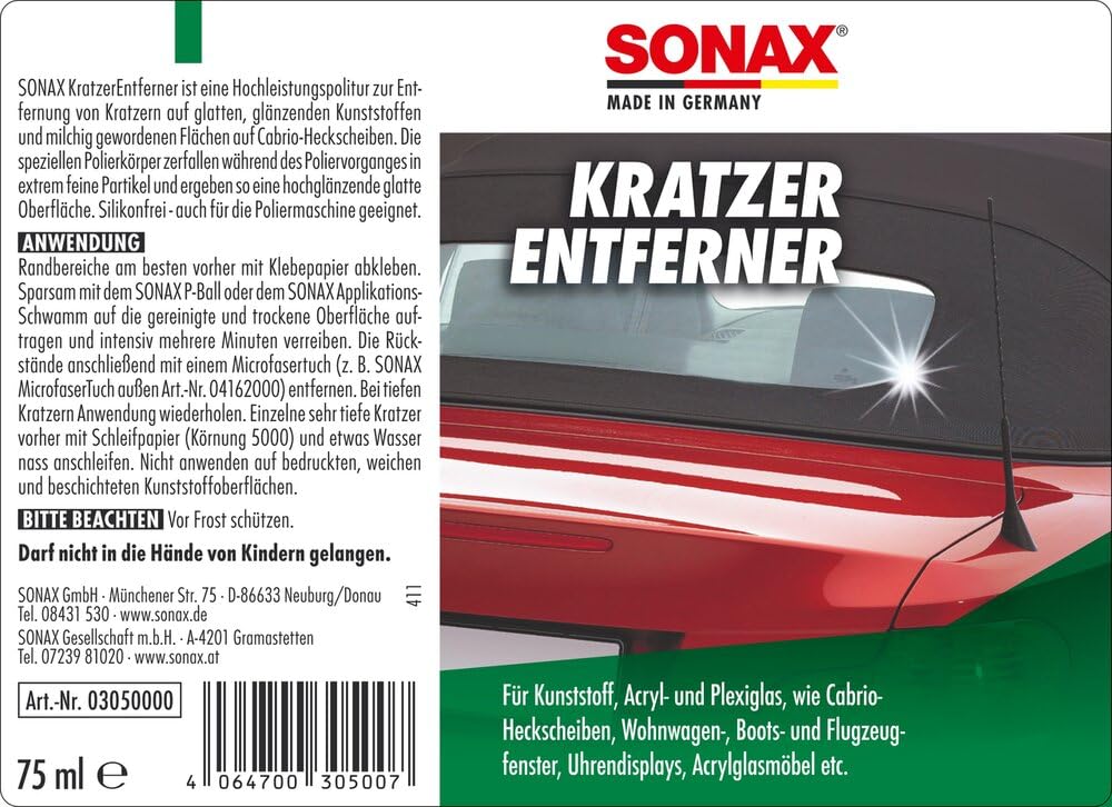 Thumbnail 1 de SONAX KratzerEntferner Kunststoff NanoPro (75 ml) – Hochleistungspolitur zur Entfernung von Kratzern und Blindstellen aus Kunststoff, Acryl- und Plexiglas
