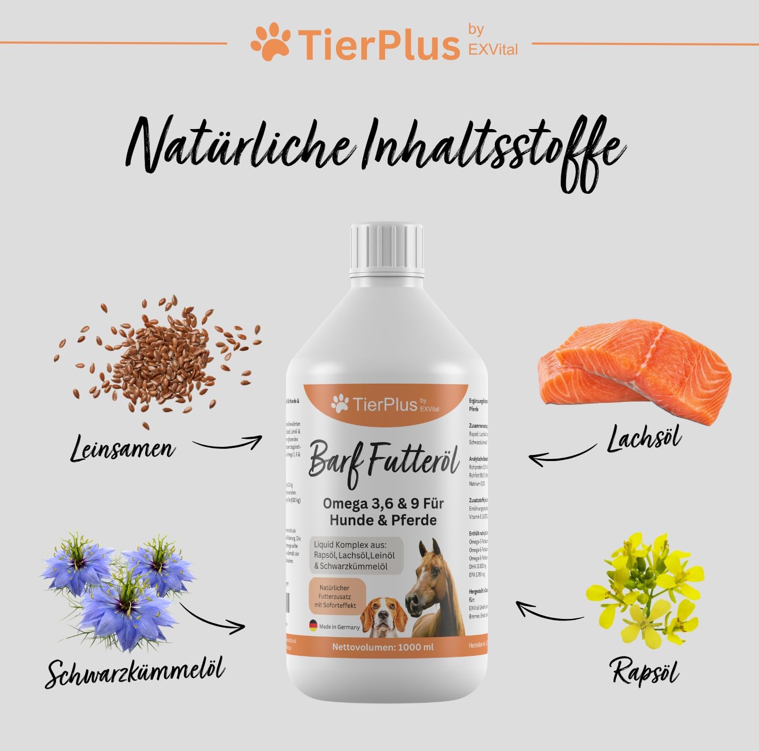 Thumbnail 2 de TierPlus Barf Futteröl für Hunde & Pferde – 1000 ml