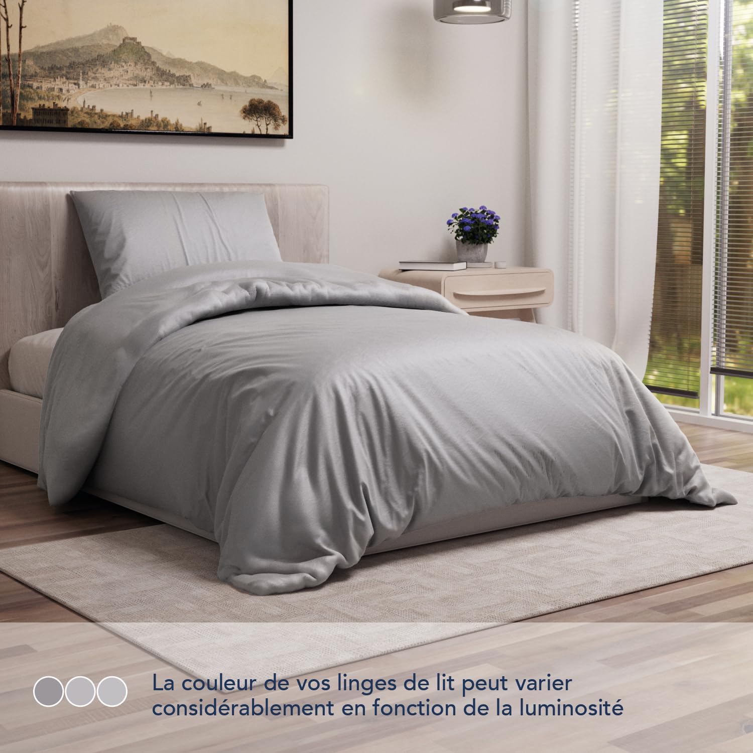 Thumbnail 2 de Dreamzie Housse de Couette 135x200 avec 1 Taie Oreiller 80x80 - Microfibre Douce, Noir, Certifiée Oeko-Tex