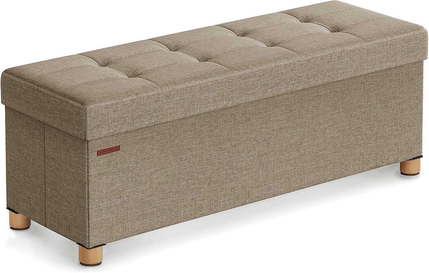 Detalle de SONGMICS LSF018K11 opbergbank 38 x 110 x 40 cm, inklapbaar, camelbruin