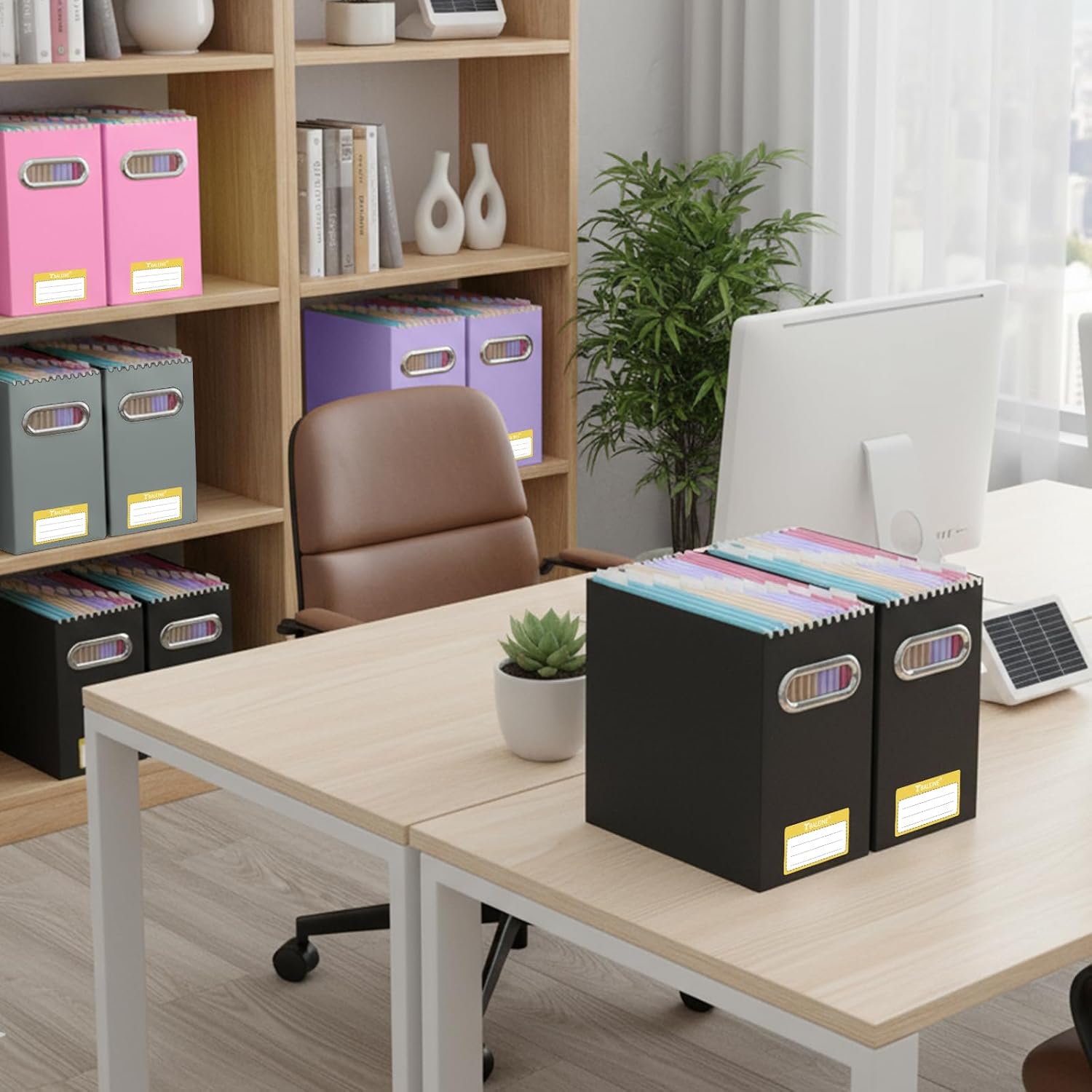 Detalle de BALEINE Baleine-1389 Slim File Organizer Boxes, 2-Pack, Collapsible