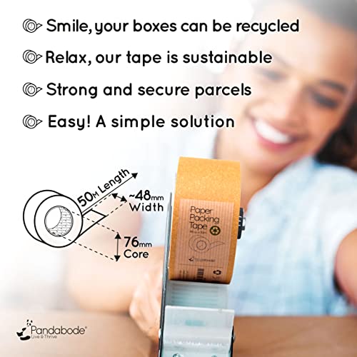 Thumbnail 2 de Pandabode Kraft Paper Packing Tape, 48mm x 50m, Brown, Recyclable