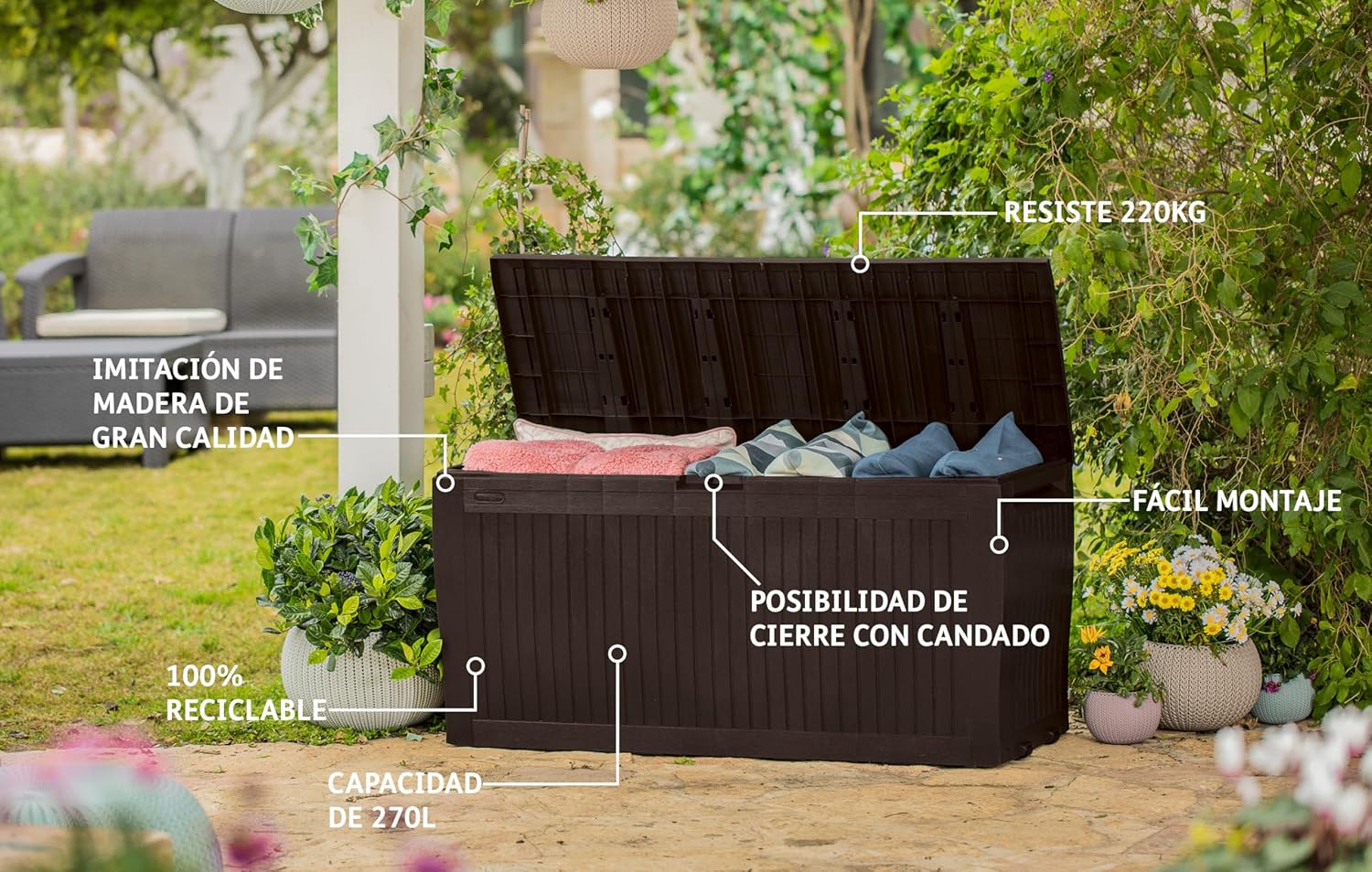 Detalle 2 de Keter Baule Comfy Marrone 116.7x44.7x57 cm