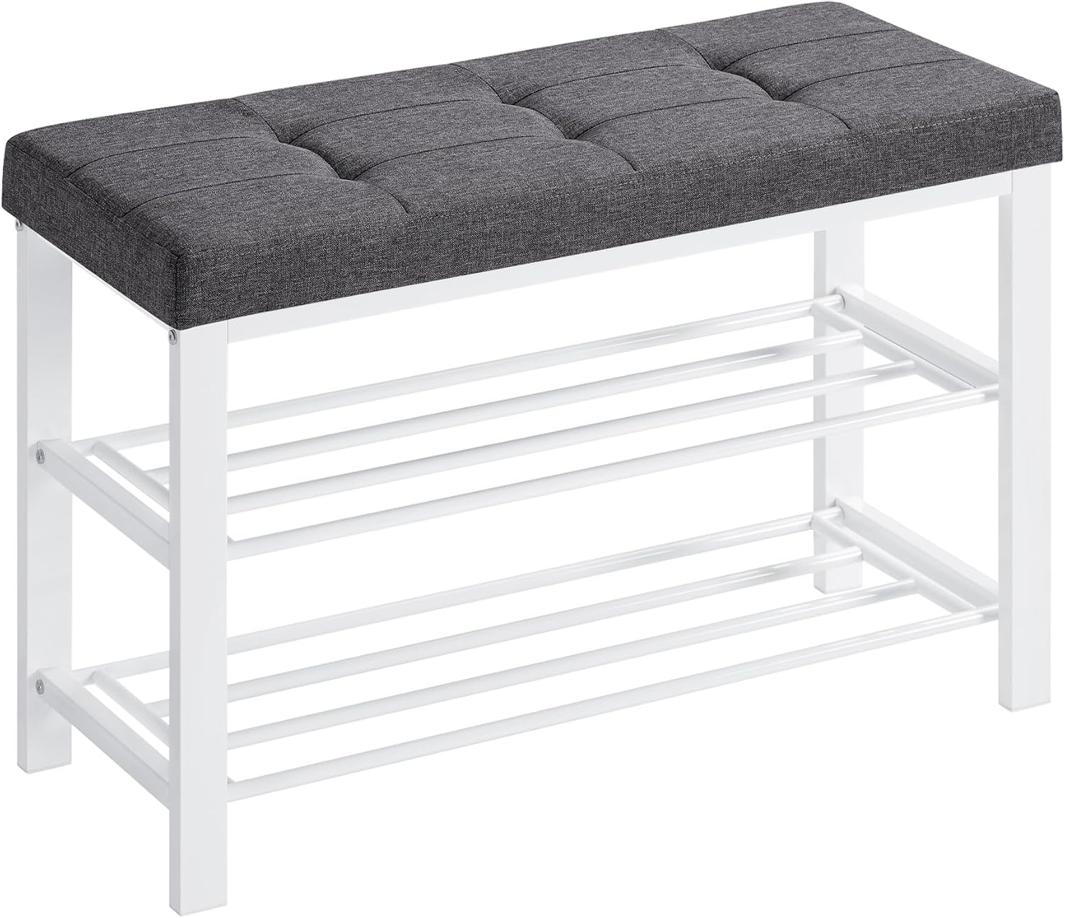 SONGMICS Panca scarpiera con sedile imbottito e scaffale a 3 ripiani LBS579B01 (grigio scuro e nero)