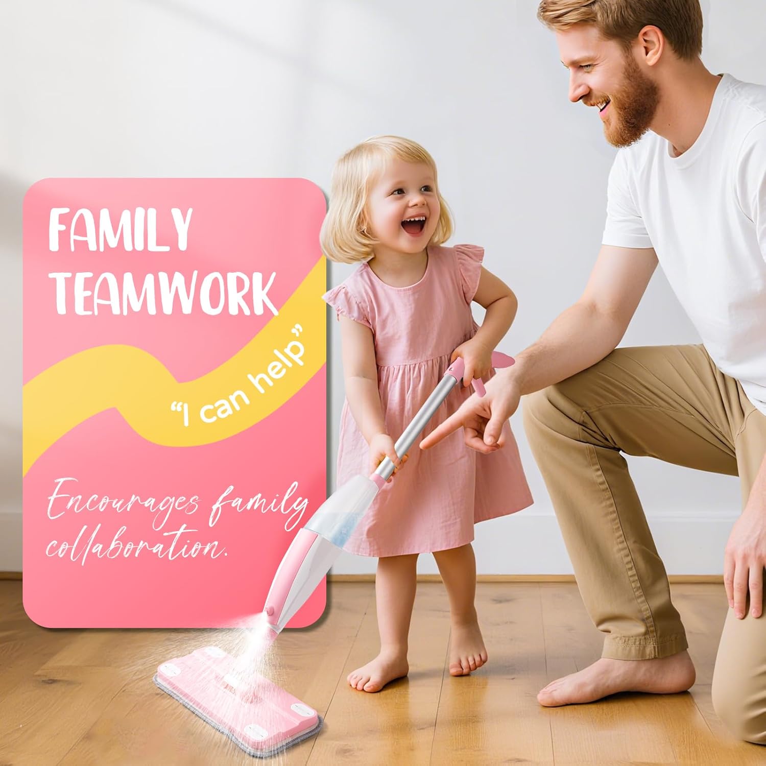 Thumbnail 4 de Yeeammk Kids Spray Mop Toy for Toddlers (Age 3+) – Montessori Pretend Play Cleaning Toy with Detachable Cloth