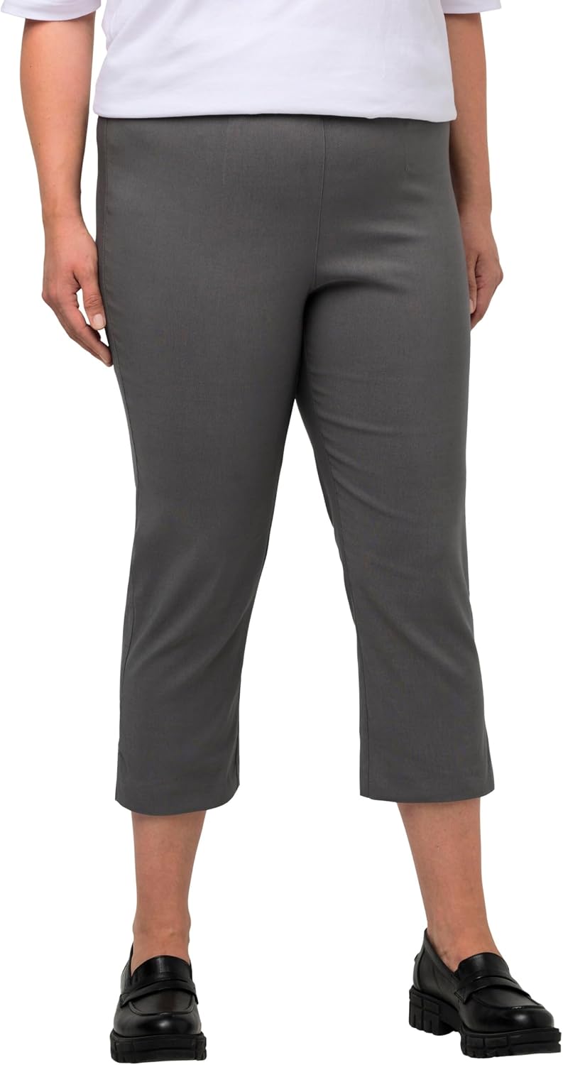 Detalle de Ulla Popken Bengalinhose für Damen in Übergrößen – wadenlang, Elastikbund, stretch (640914)