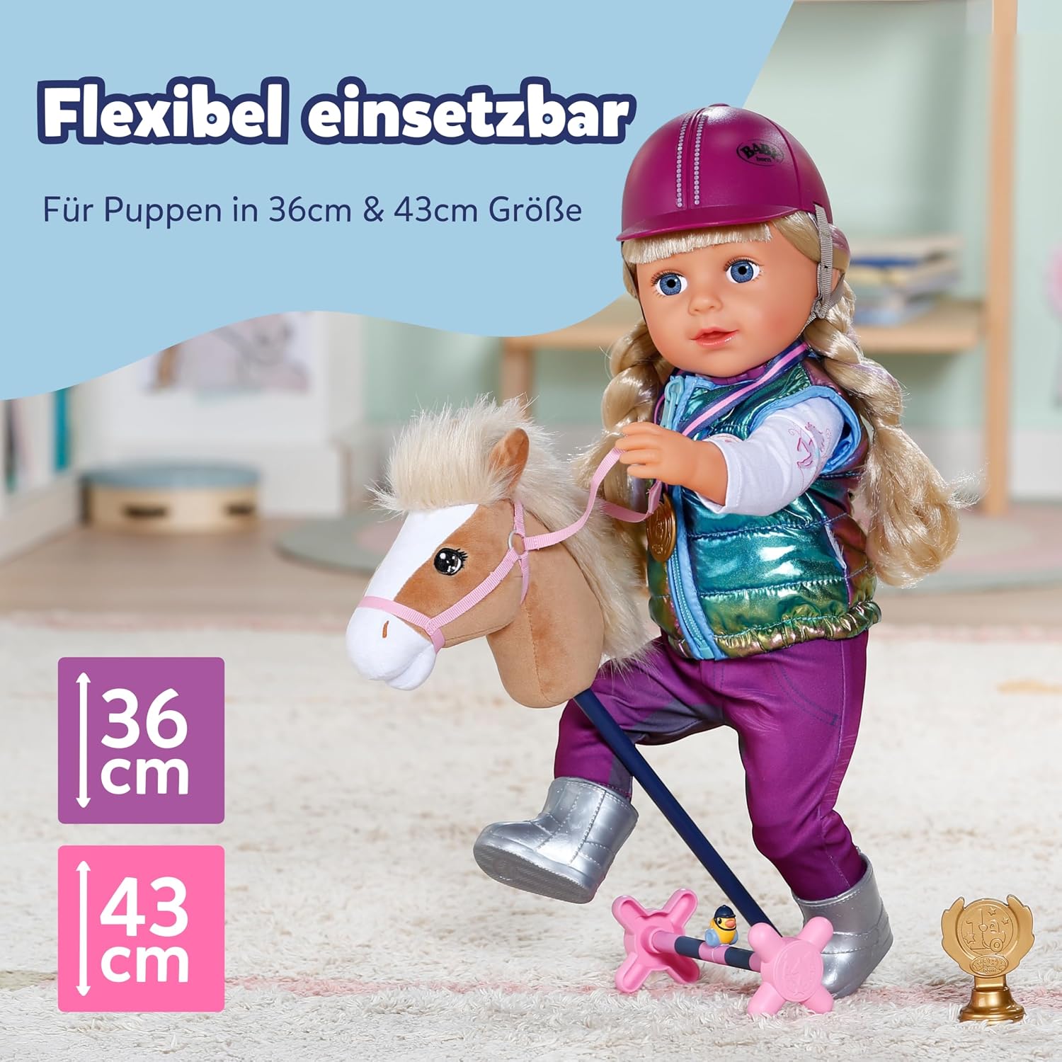 Thumbnail 6 de BABY Born Hobby Horsing Set – Puppenset mit Steckenpferd & Zubehör (36 cm & 43 cm)