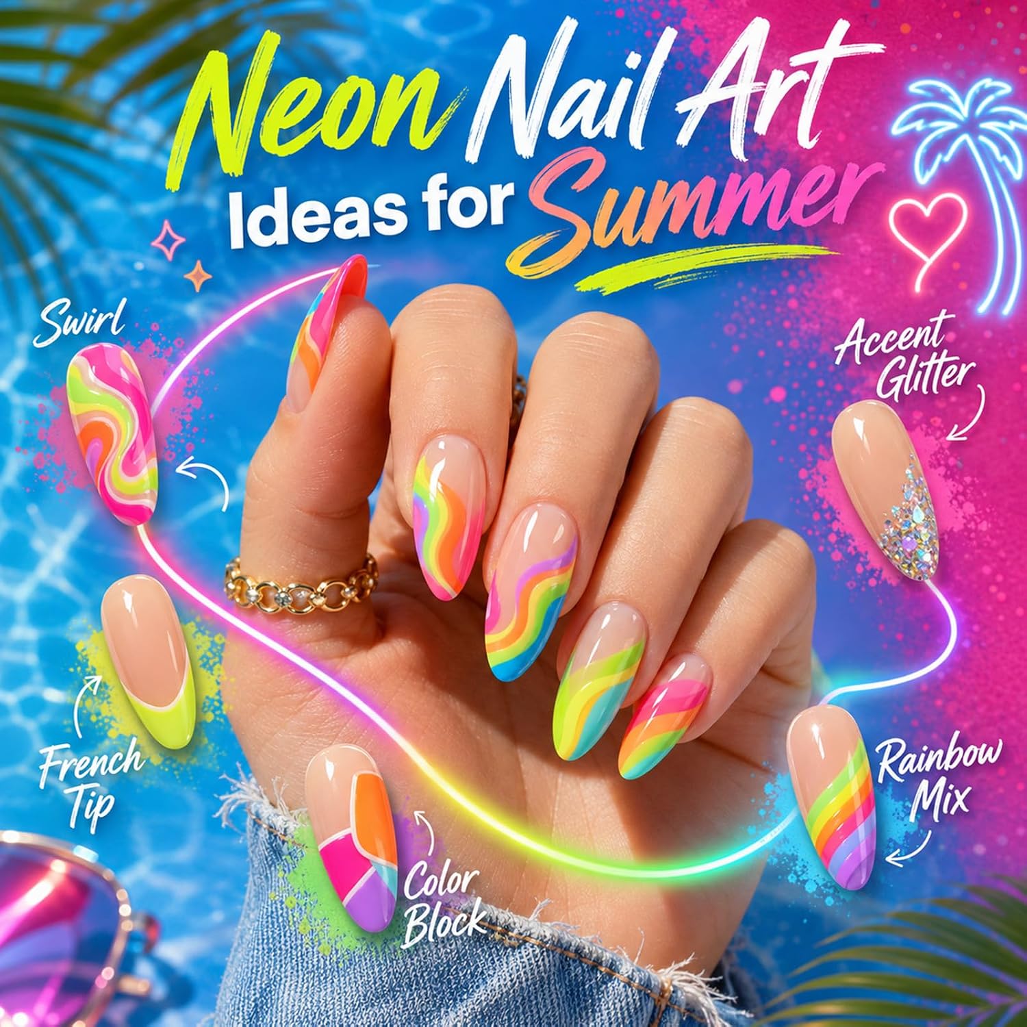Detalle de beetles Neon Gel Nail Polish Set (20 Colors) with Base & Top Coats