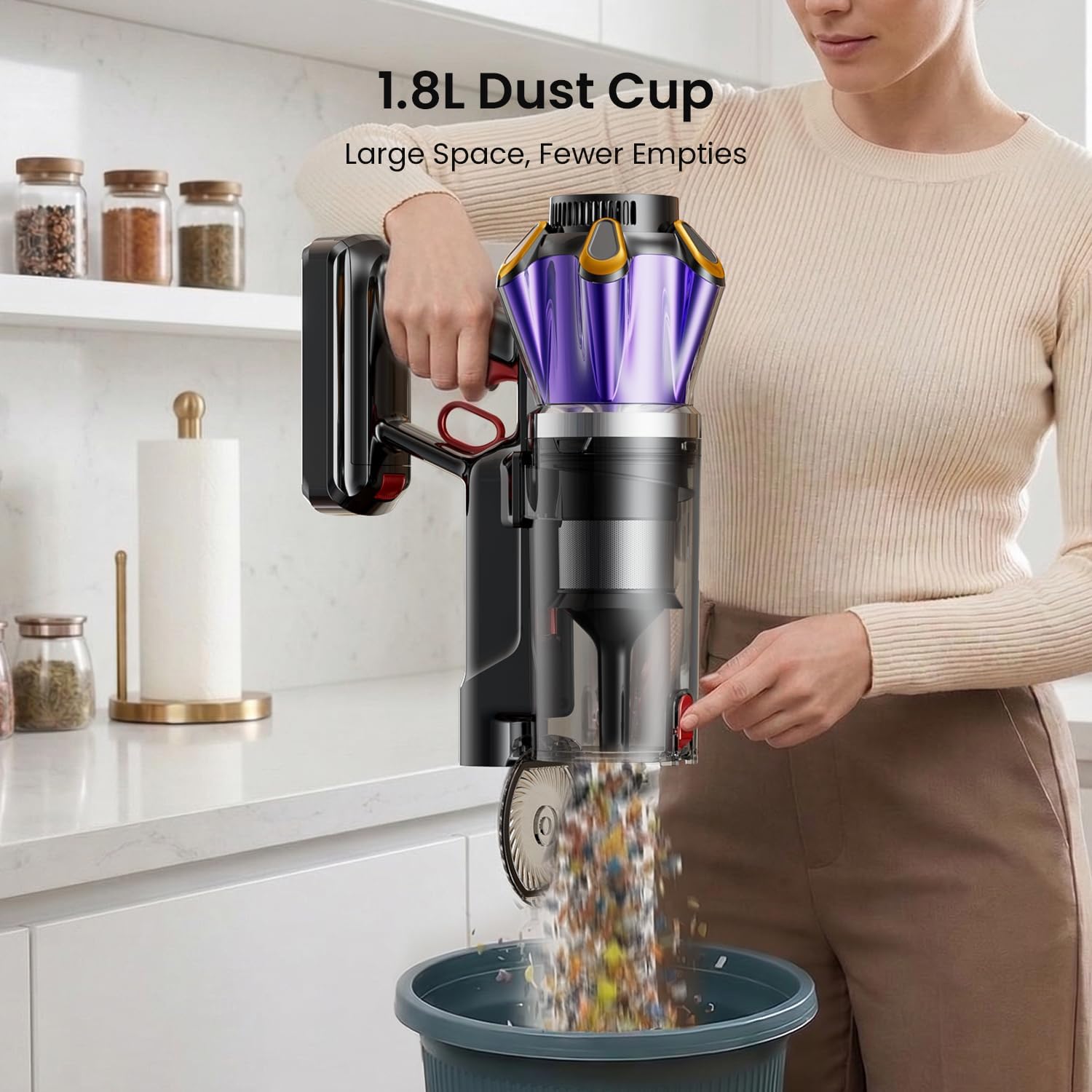 Detalle 2 de Envyenjoy Cordless Vacuum Cleaner, 1.8L Cup
