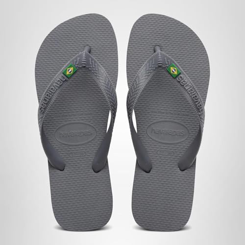 Detalle de Havaianas Top Brasil Unisex Flip Flops – Steel Grey (UK 9/10)