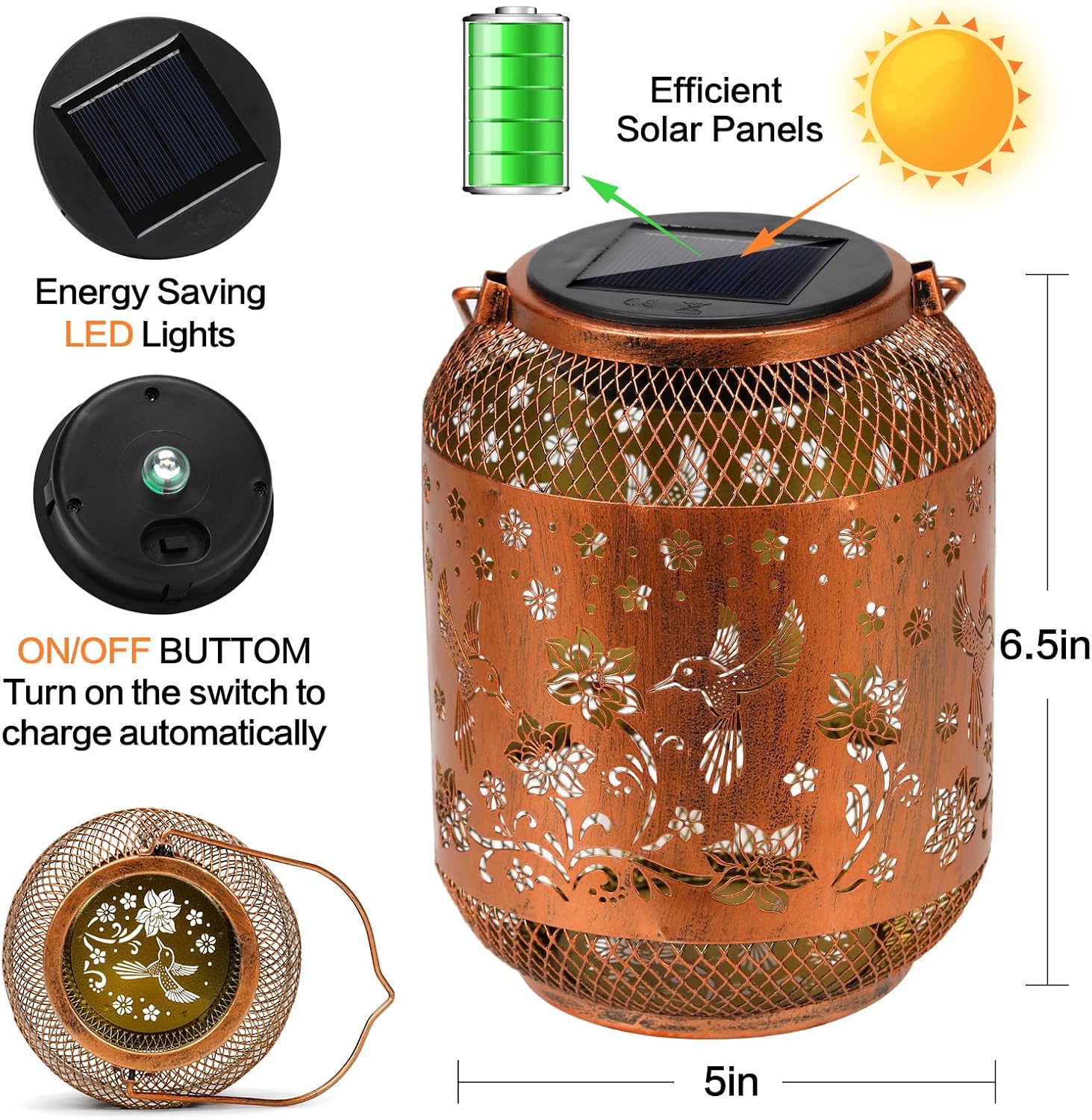 Thumbnail 4 de Hummingbirds Solar Lanterns 2-Pack โ Outdoor Hanging Lights ๐ฎ
