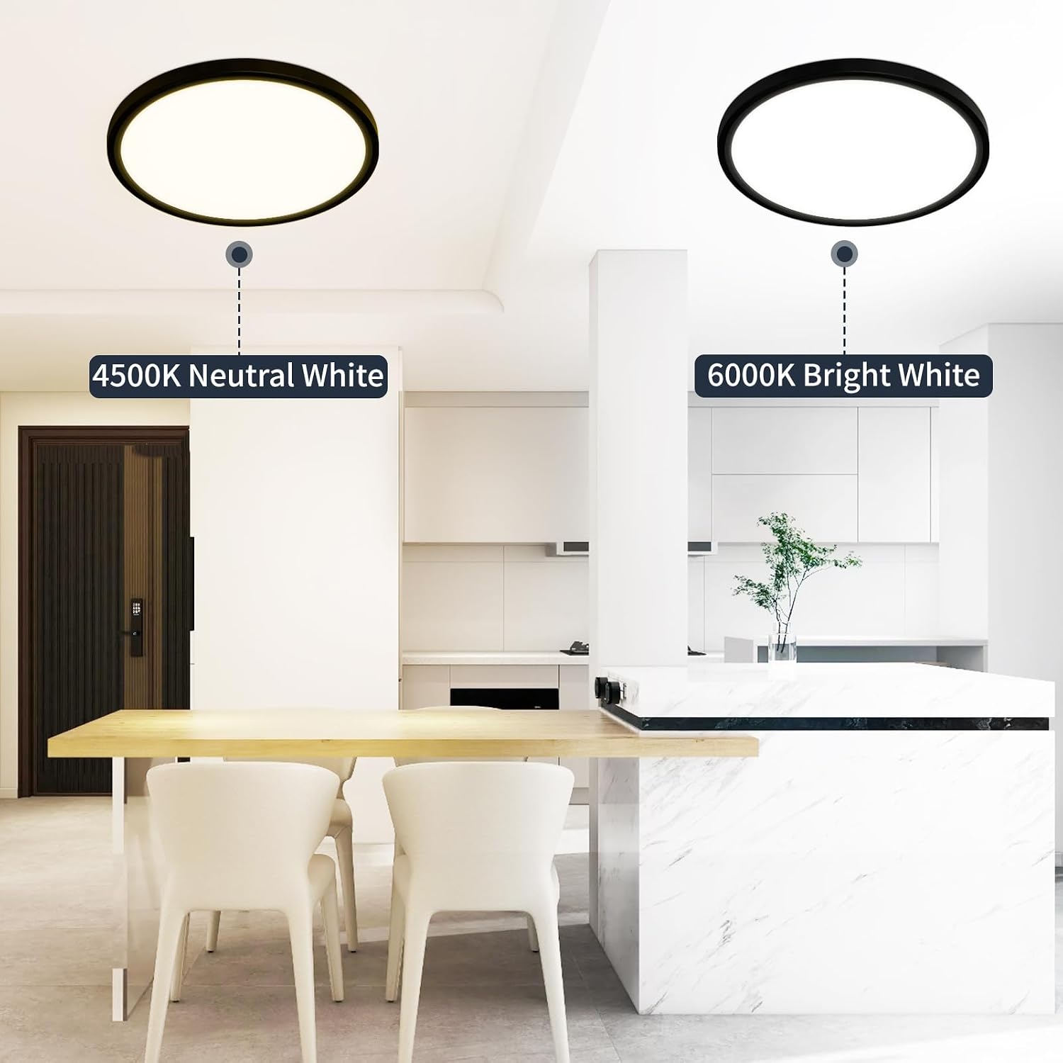 Detalle de KIWIVIC LT0108-BMGT-T01 20-Inch Flush-Mount LED Ceiling Light, Dimmable