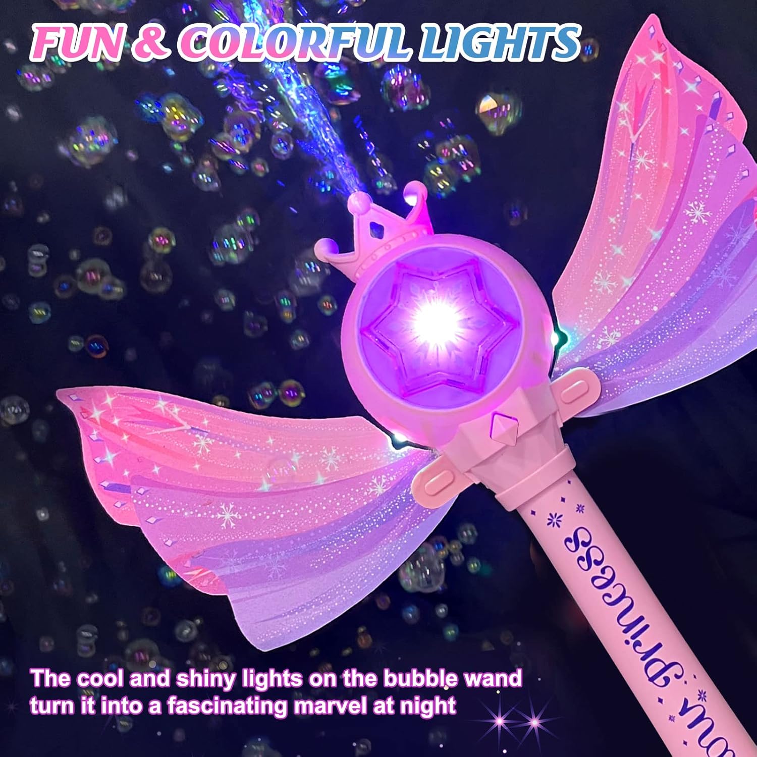 Detalle de Britik Bubble Wand for Kids (3-8 Years): Light, Music, and Fairy Tale Fun