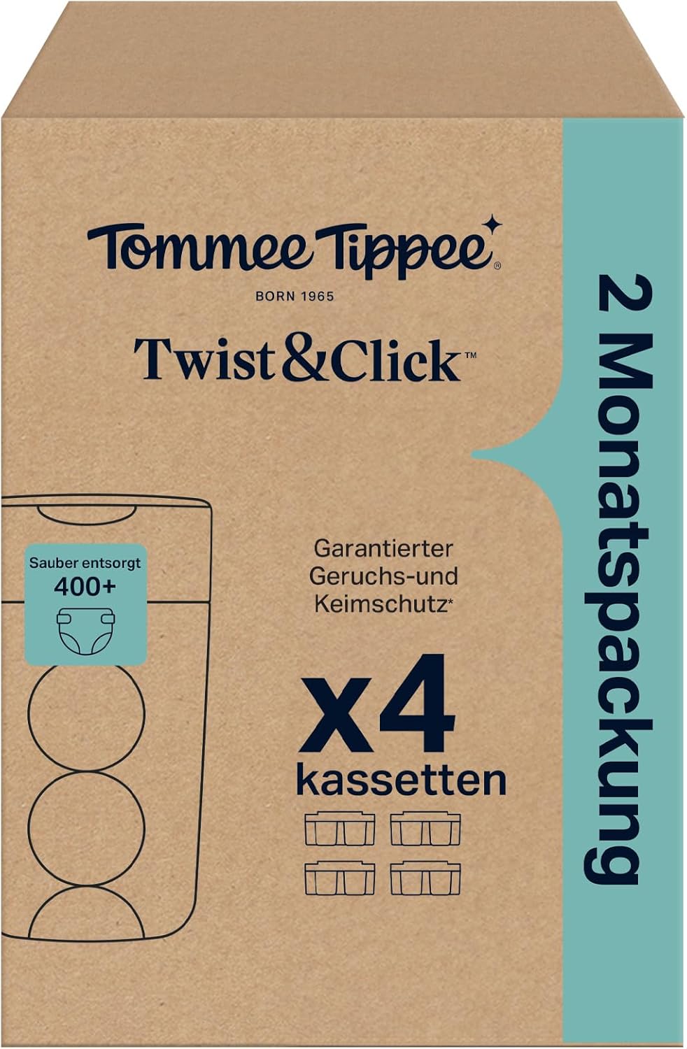 Thumbnail 1 de Tommee Tippee Twist & Click Advanced Windeleimer Original-Nachfüllkassetten (Exklusivpackung mit 4, je 10,5 m)