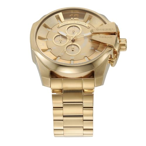 Detalle de Diesel Mega Chief Reloj para Hombre – Cronógrafo de Acero Dorado, 51 mm