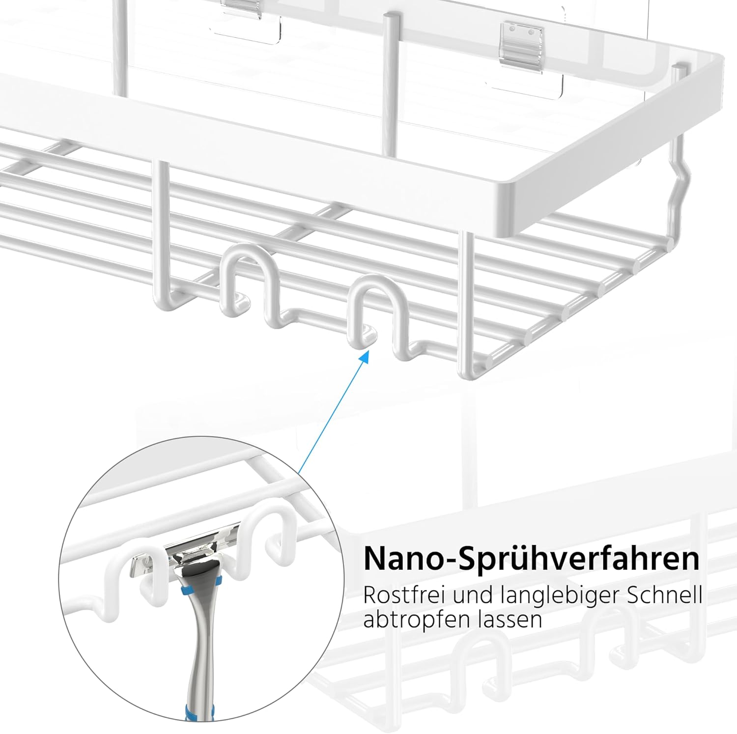 Detalle de DIFULI Shower Caddy Shelf 3 Pack – No-Drill White Bathroom Organiser Rack