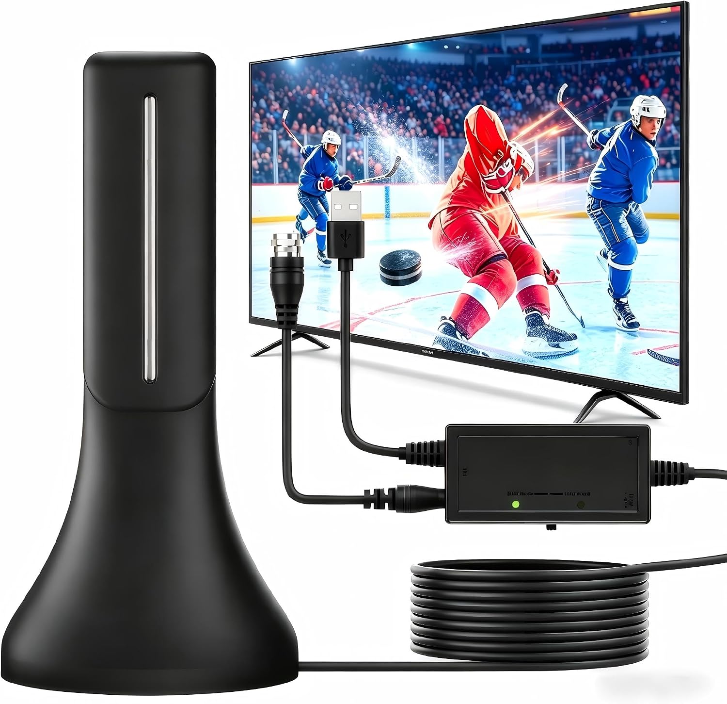 Detalle de QIRUOZ 2026 Upgraded Indoor Digital TV Antenna with 360° Reception and Long Range