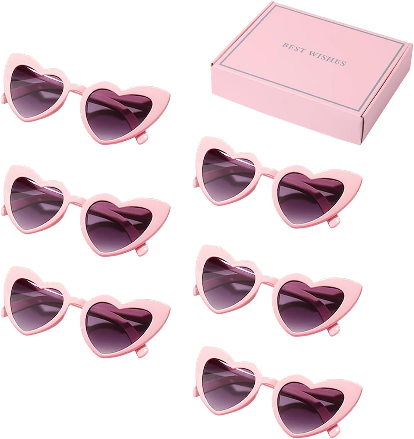Thumbnail 4 de OWITER 6 Pack Bride Heart Shaped Sunglasses – White Heart Sunglasses for Women