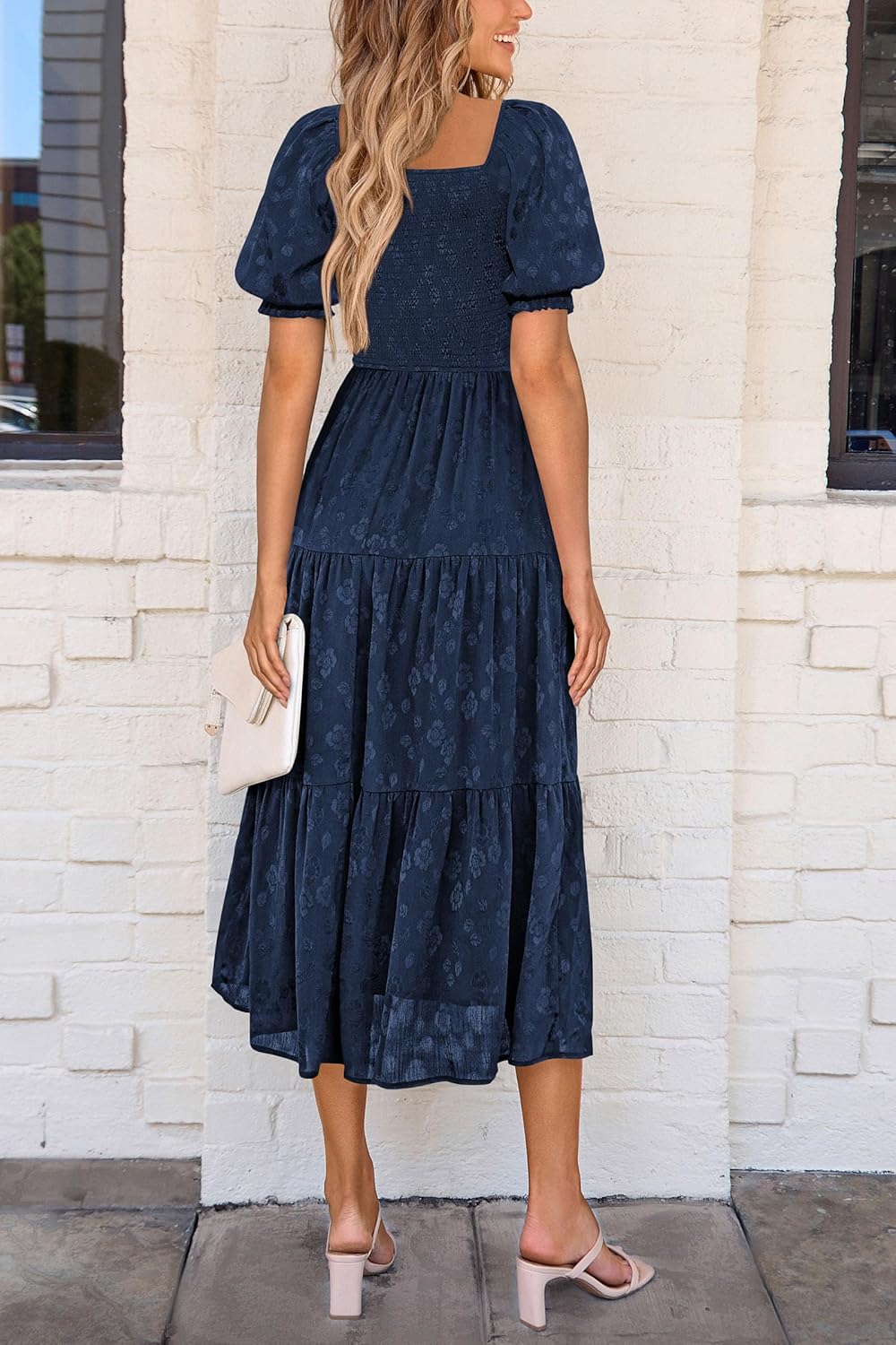 Thumbnail 1 de PRETTYGARDEN square neck midi dress with pockets