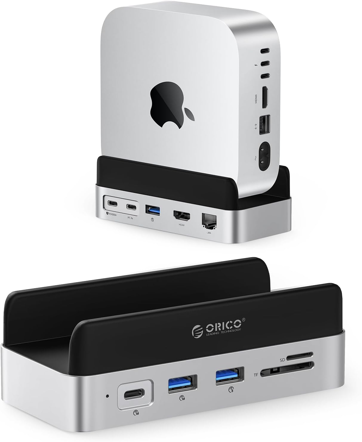 Detalle de ORICO VS10 10-in-1 Hub for Mac mini with M.2 SSD, 4K HDMI and Gigabit Ethernet