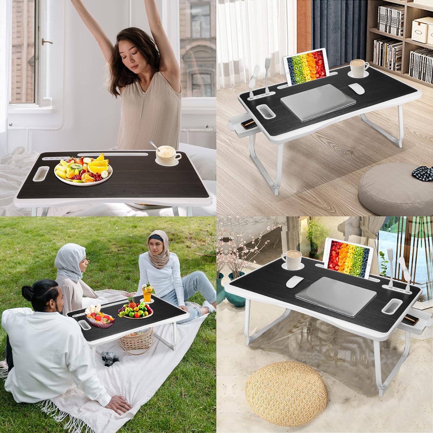Thumbnail 6 de CSYY Upgraded Bed Table Laptop Desk (Foldable) – 23.6 x 16.5 x 11.8 inches, USB Ports, Drawer and Cup Slot