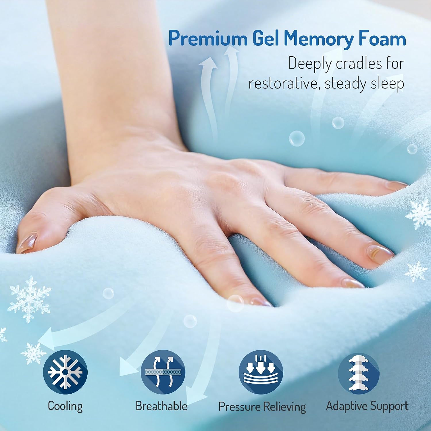 Thumbnail 6 de Degrees of Comfort Memory Foam Mattress Topper (Double) 8cm – Hypoallergenic, Breathable Airflow Mesh & Washable Anti-Slip Cover