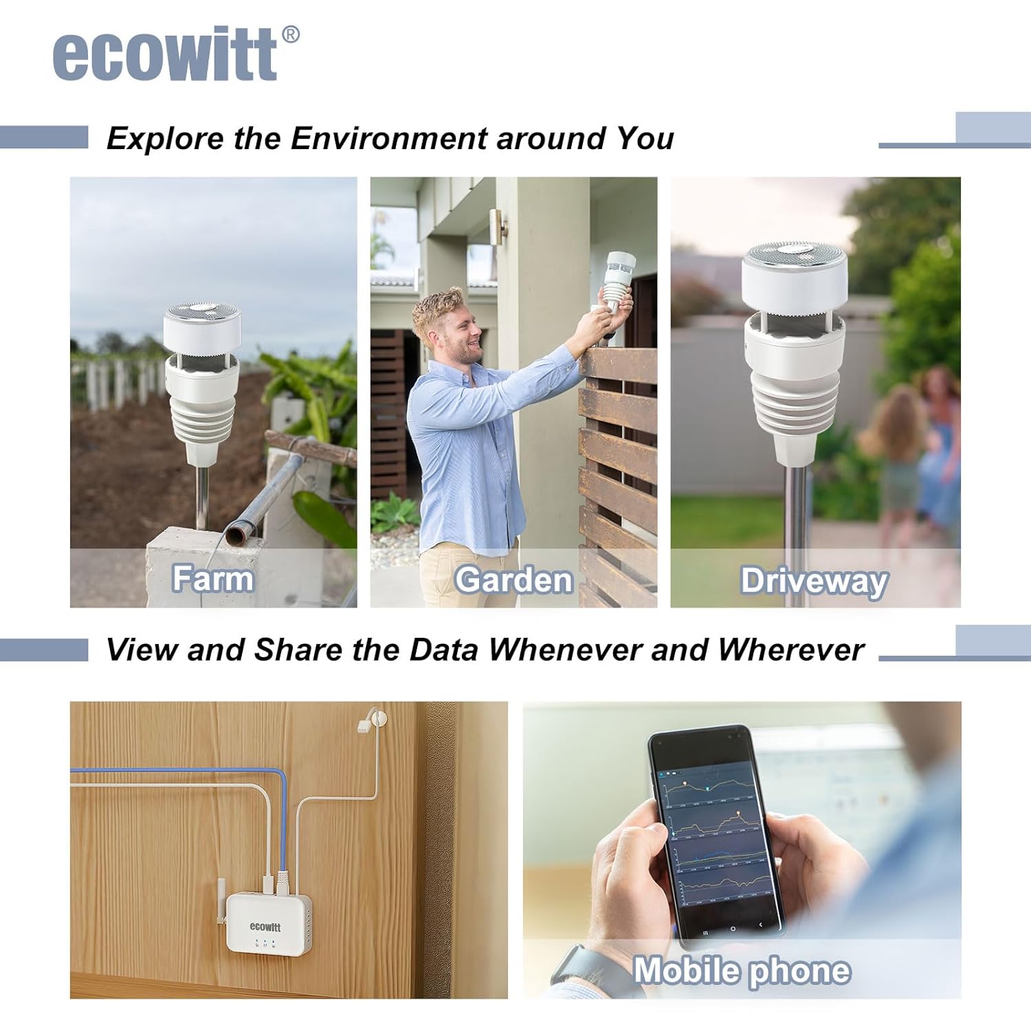 Thumbnail 6 de ECOWITT WiFi-Wetterstation GW3001 (7-in-1) mit Außensensor WS90 und GW3000-Gateway