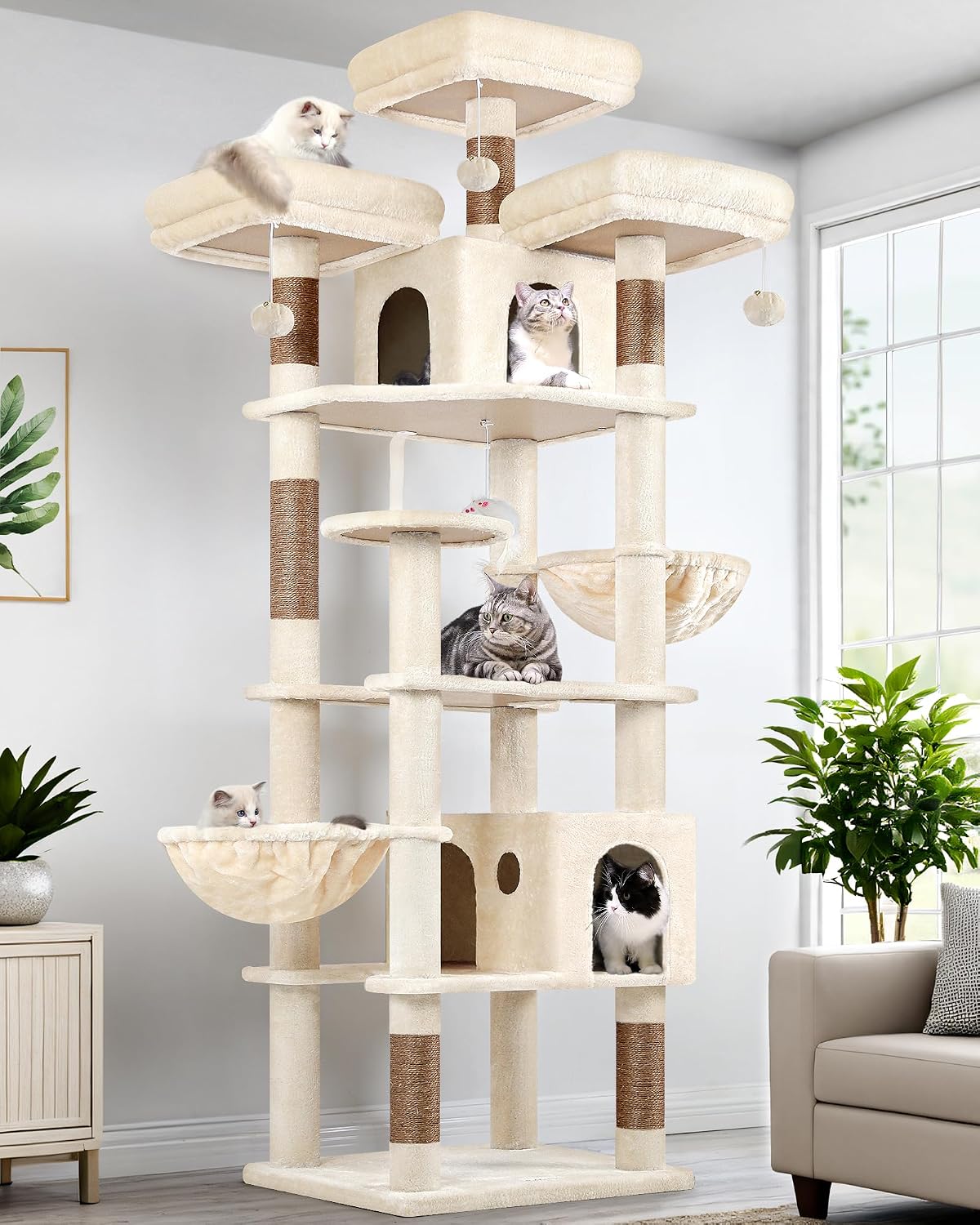 Detalle de Globlazer F82 82-inch Cat Tree with Sisal Posts, Condos and Perches