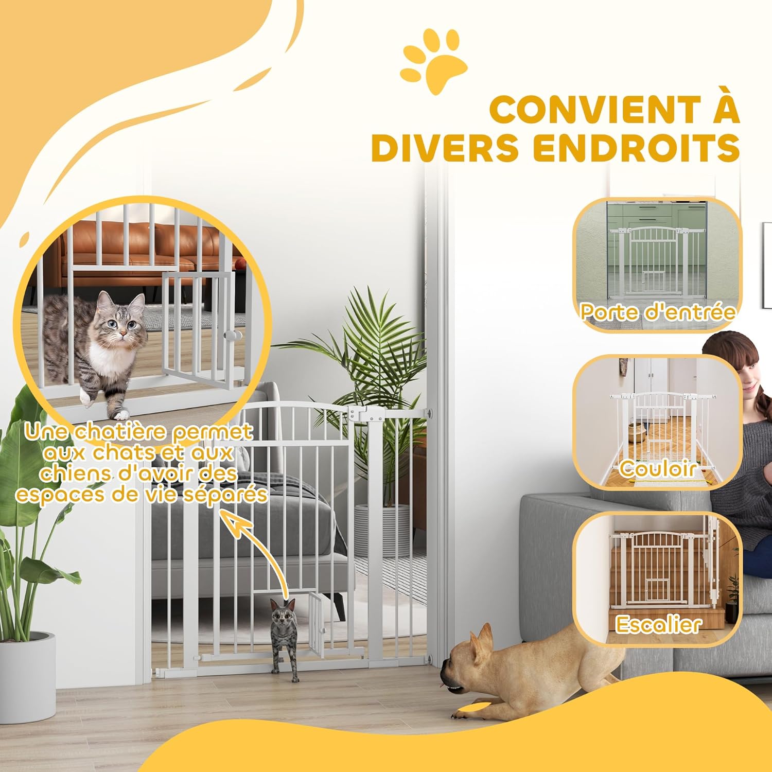 Thumbnail 6 de PawHut Barrière de sécurité extensible 76–104×77 cm