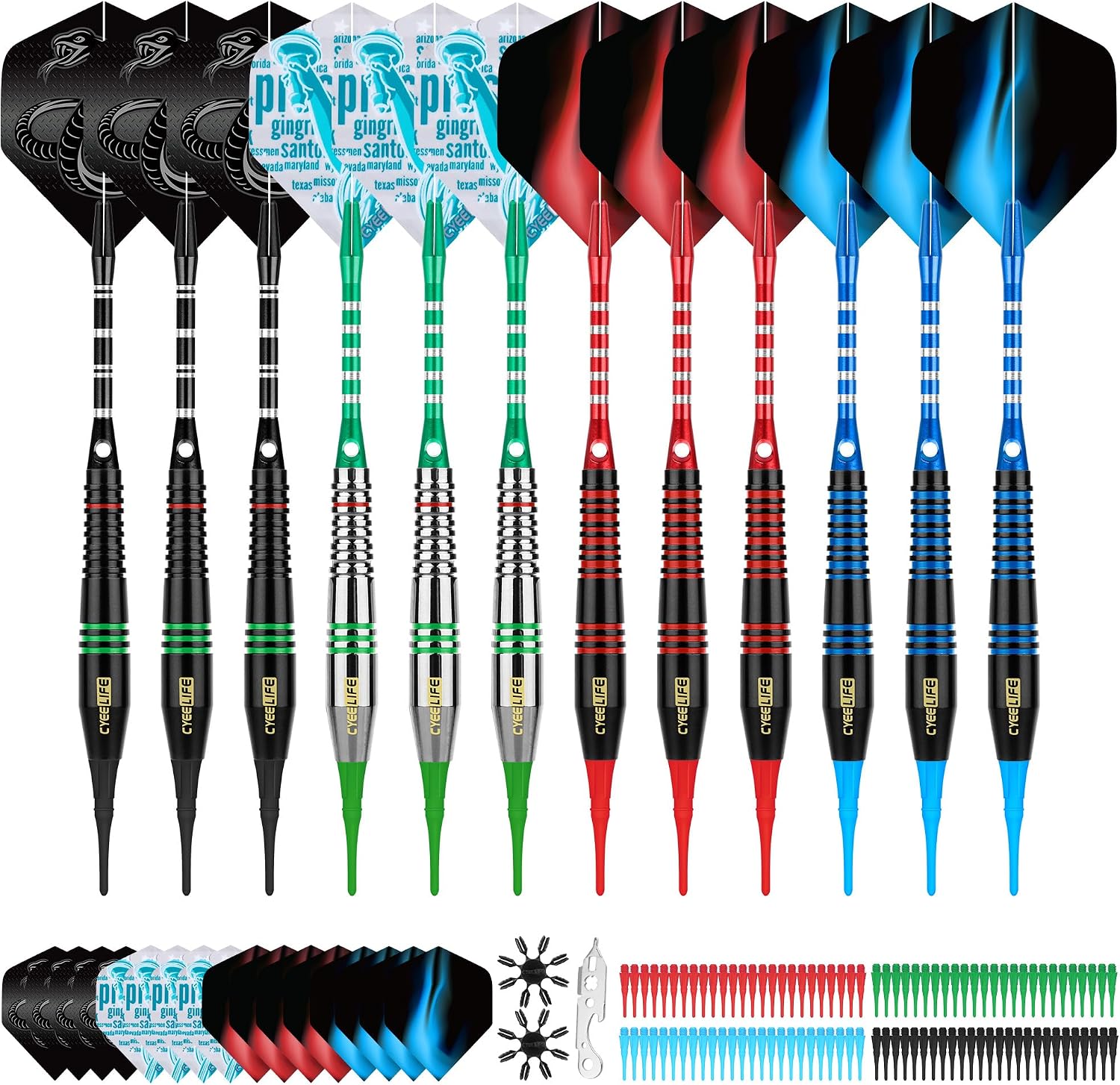 Detalle de CyeeLife Darts Soft Tip Set 12 pcs