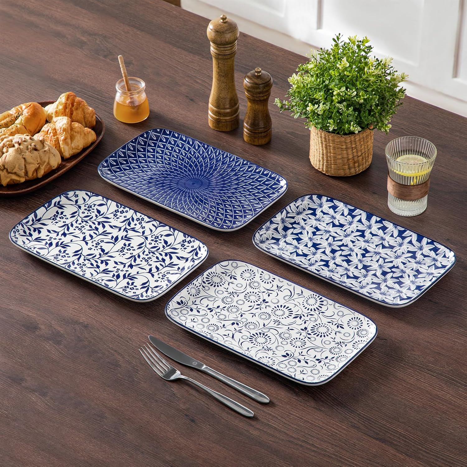 Thumbnail 6 de Vancasso SELENE Porcelain Serving Trays – 4-Piece Set (12" x 7.4")