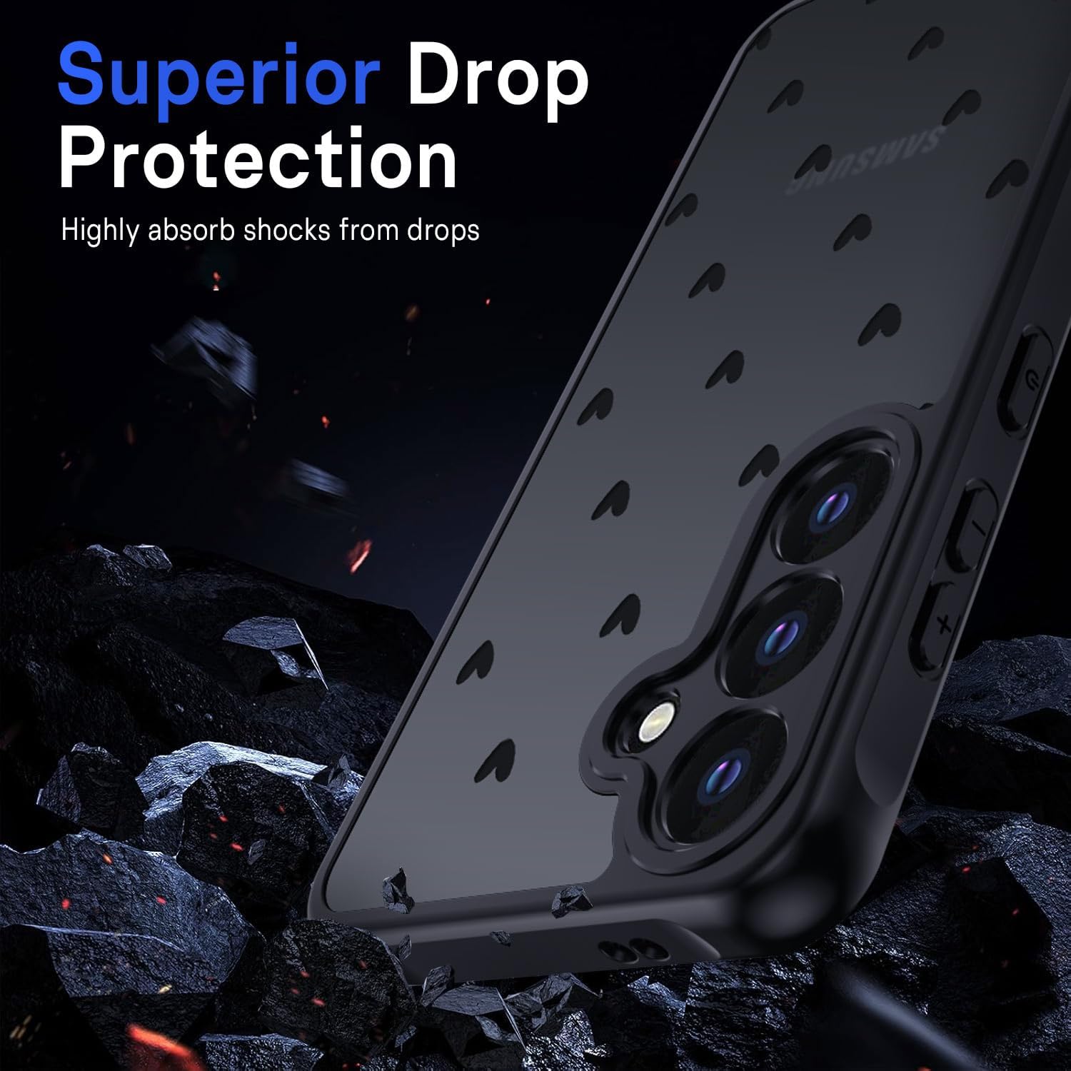 Detalle de TUUTPU Coque translucide pour Samsung Galaxy S25 5G – Motif Cœur Minimaliste et Protection Antichoc en TPU/PC