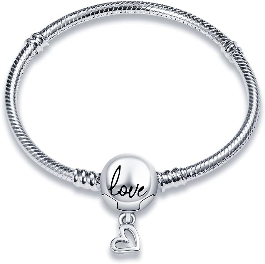 Detalle de XWN Schlangenkettenuhrarmband aus 925 Sterling-Silber – Rundverschluss Charm-Armband für europäische Charms