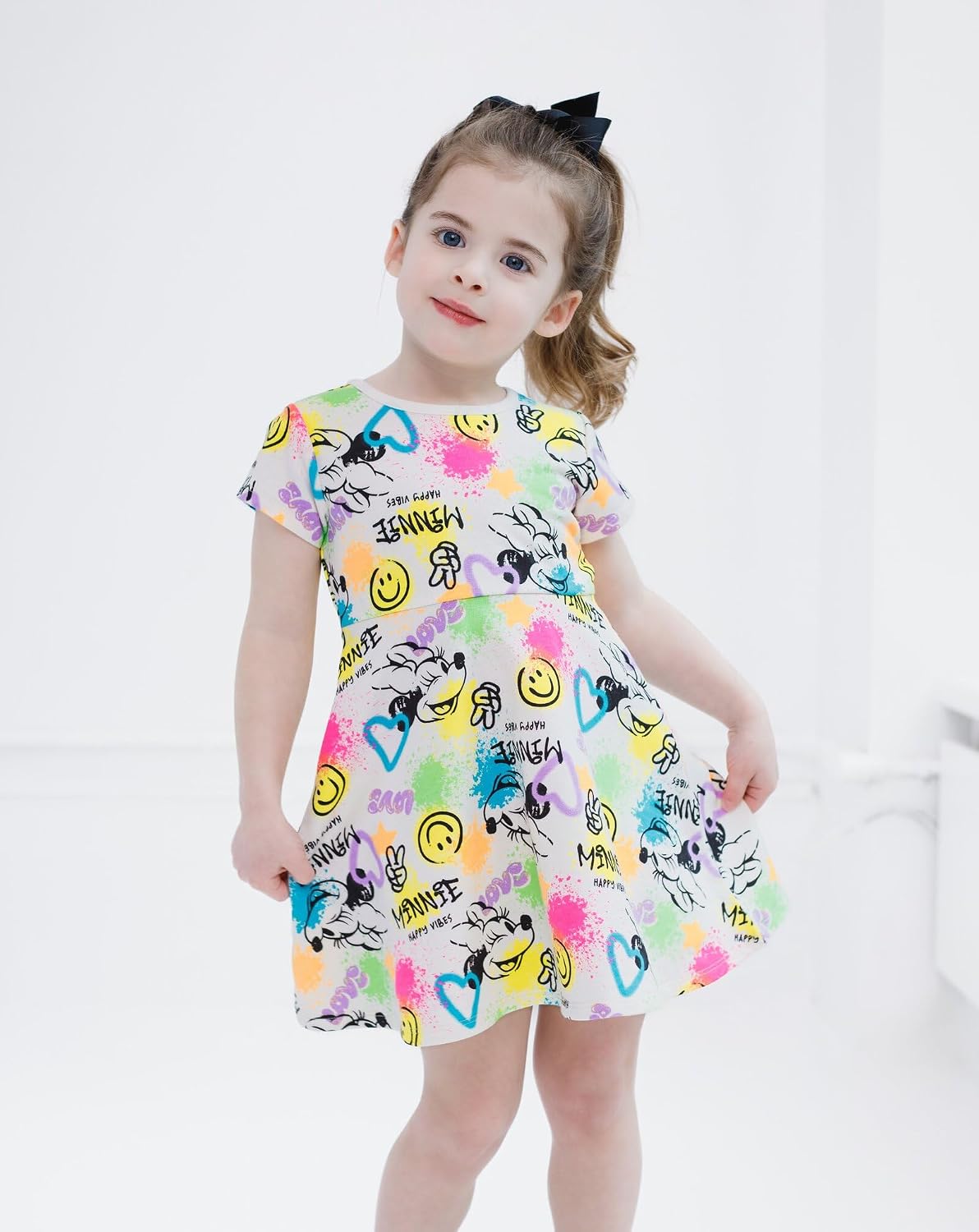Detalle de Disney P-G2D7029NM Girls' Short-Sleeve Skater Dress, Cotton-Blend French Terry
