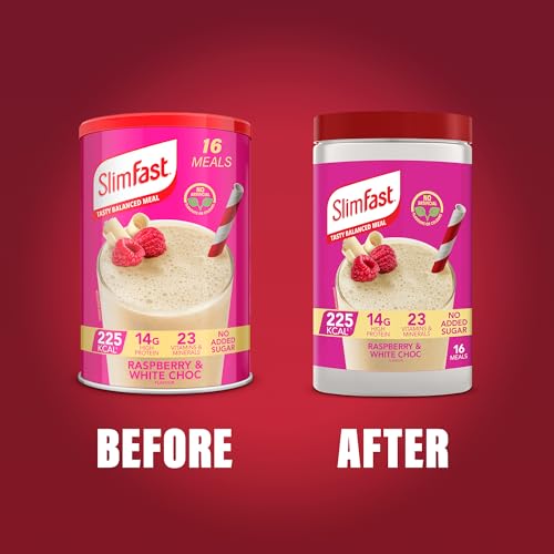 Detalle de SlimFast Powder Tin Raspberry and White Chocolate