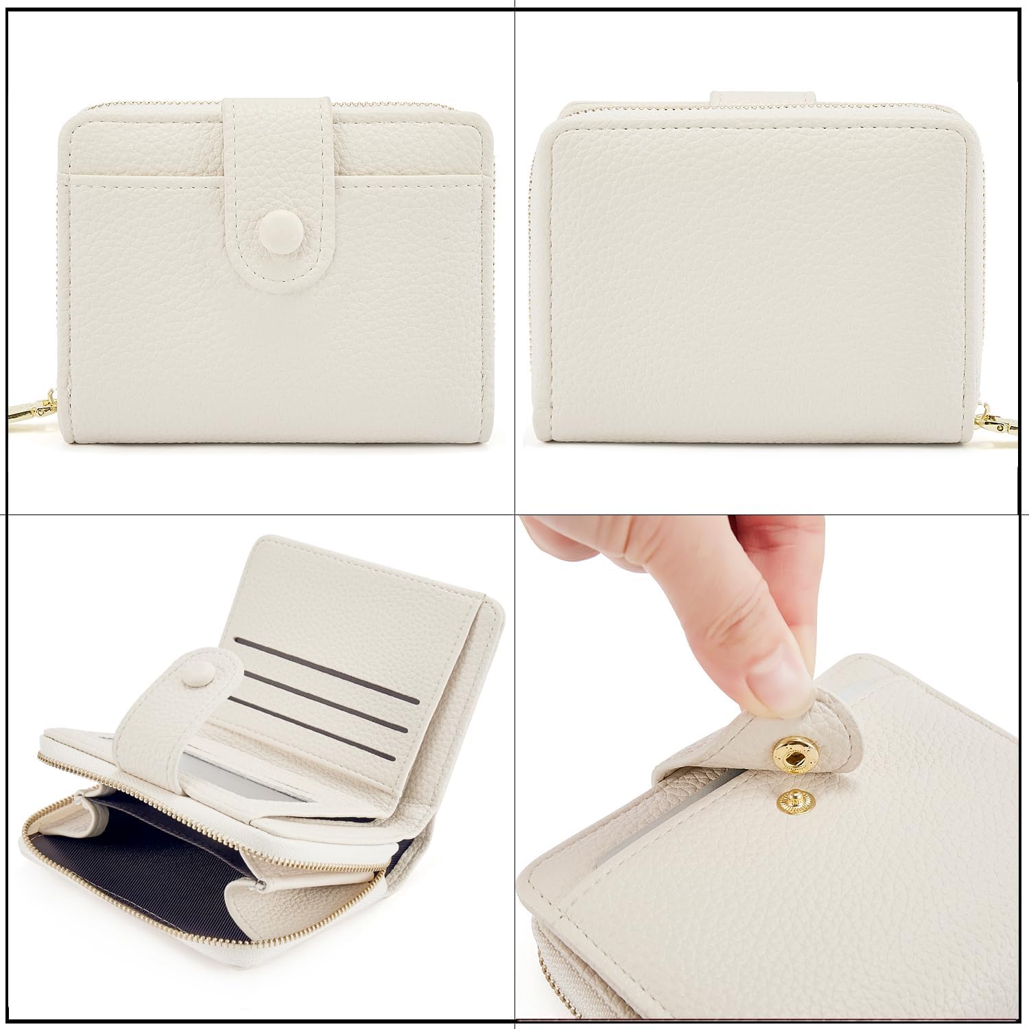 Thumbnail 2 de ANYWN Damen-Geldbörse klein aus weichem Leder mit Reißverschluss und RFID-Blockierung (beige)