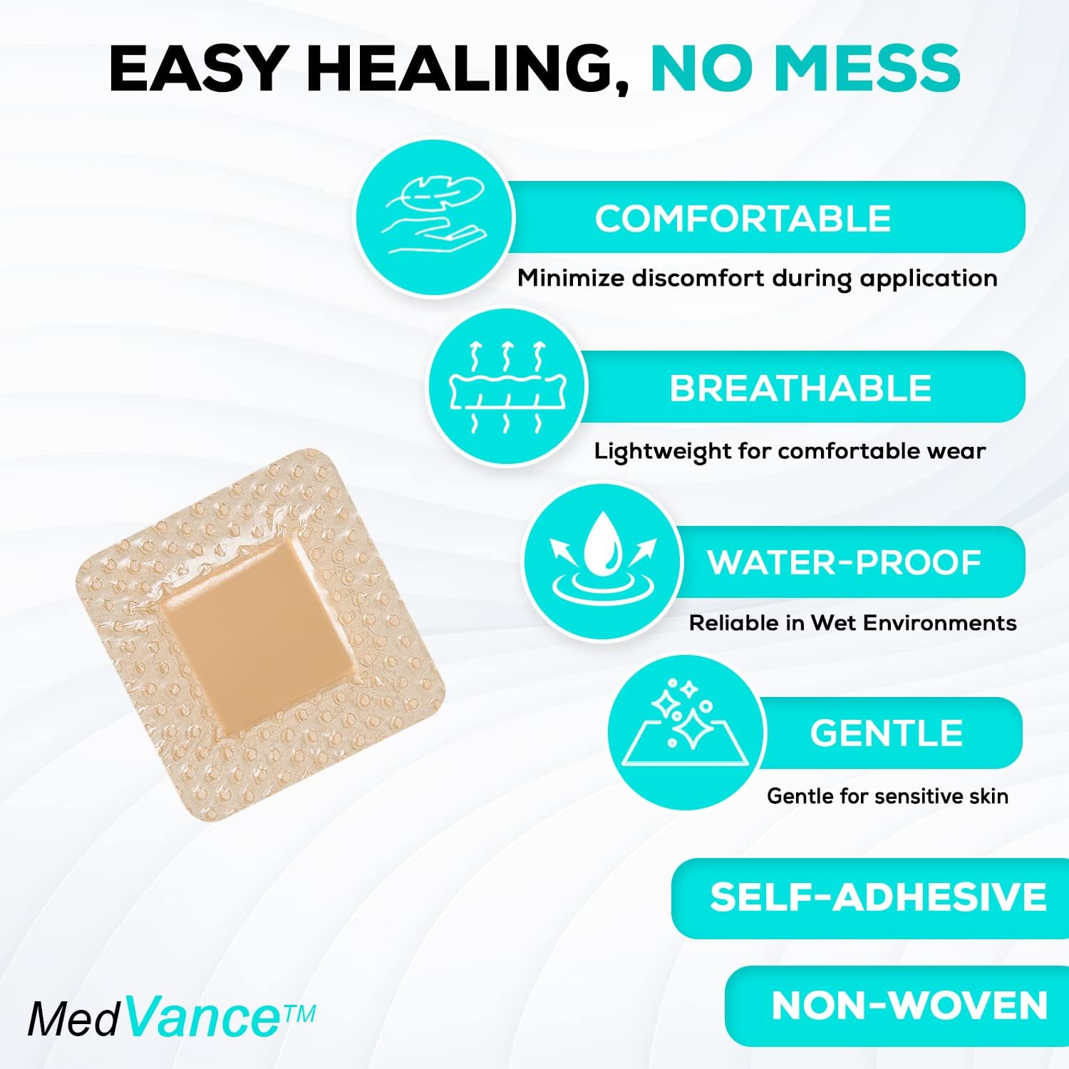 Detalle 1 de MedVance Silicone Foam Adhesive Dressing, 2" x 2", Box of 10