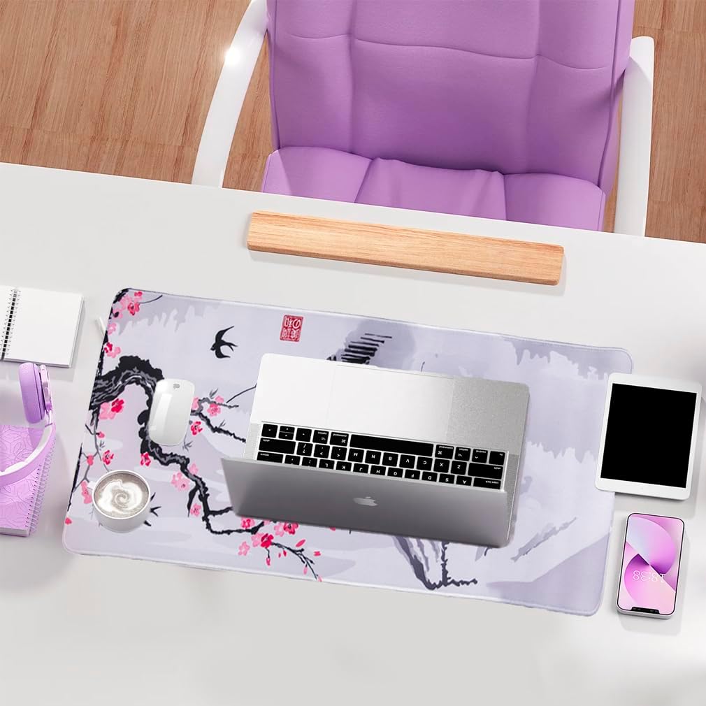 Detalle 2 de lachineuse XXL-musmatta med japanskt körsbärsmotiv, Fuji och pagod
