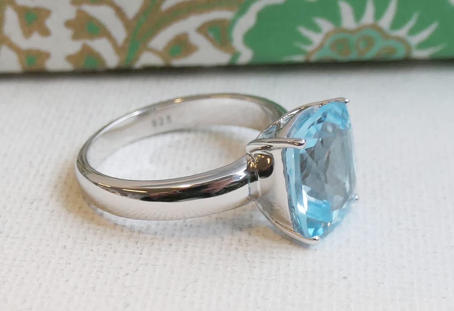 Thumbnail 2 de Kissenschliff Blautopas Sterling Silber Ring