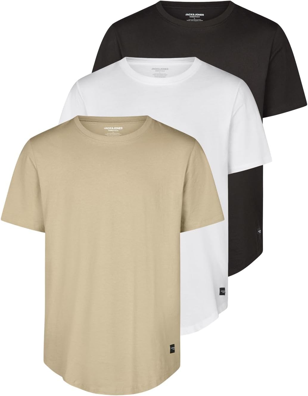 Thumbnail 5 de Jack & Jones Herren T-Shirt 3er-Set Regular Fit aus Bio-Baumwolle (Rundhals, lang geschnitten)