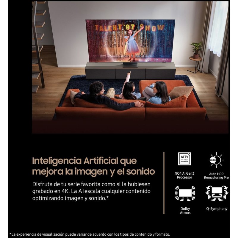 Detalle de Samsung OLED GQ55S95FAT 55" 4K 100 Hz: cine en casa, gaming y streaming en un solo televisor