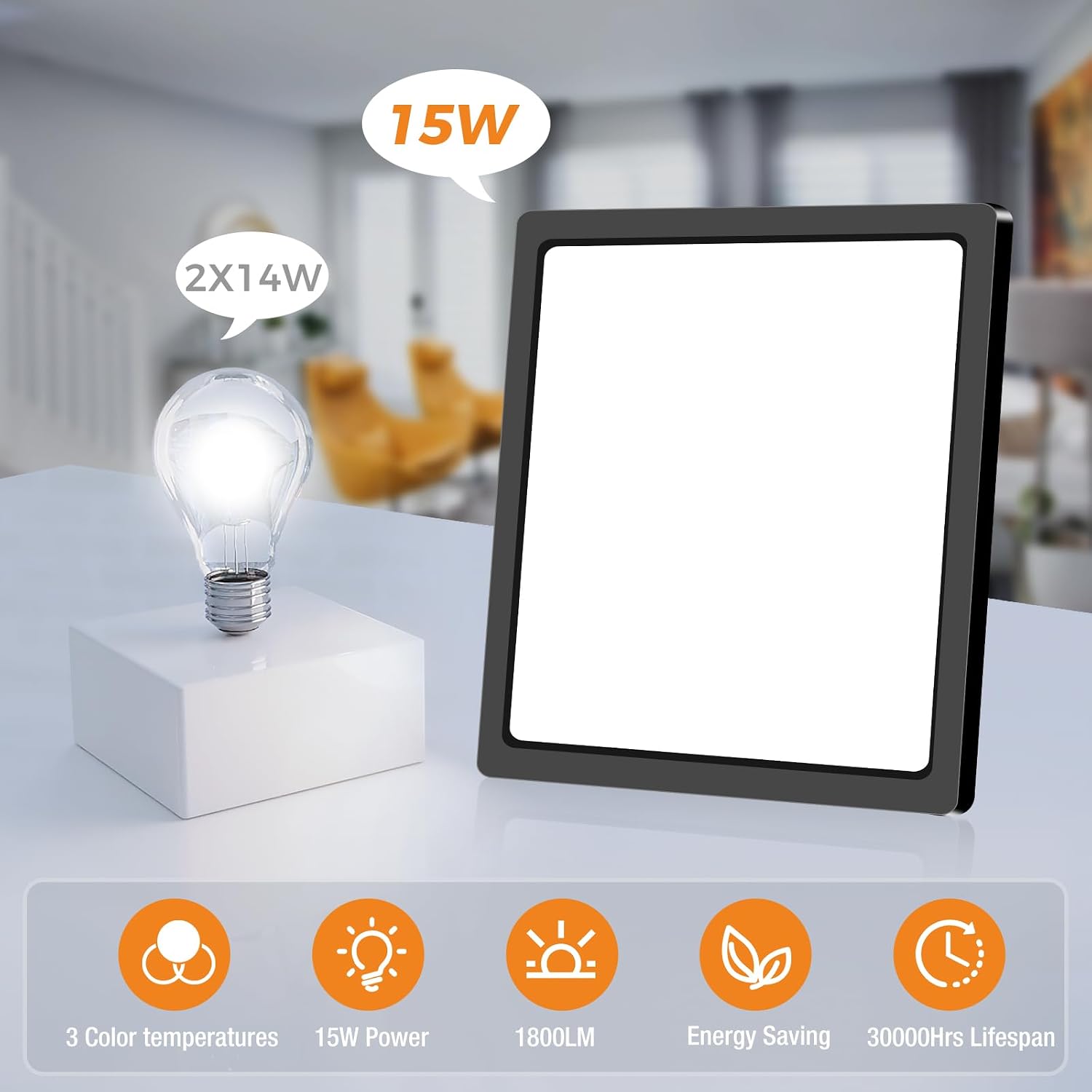 Detalle de slochi LED Ceiling Light 15W 1800LM