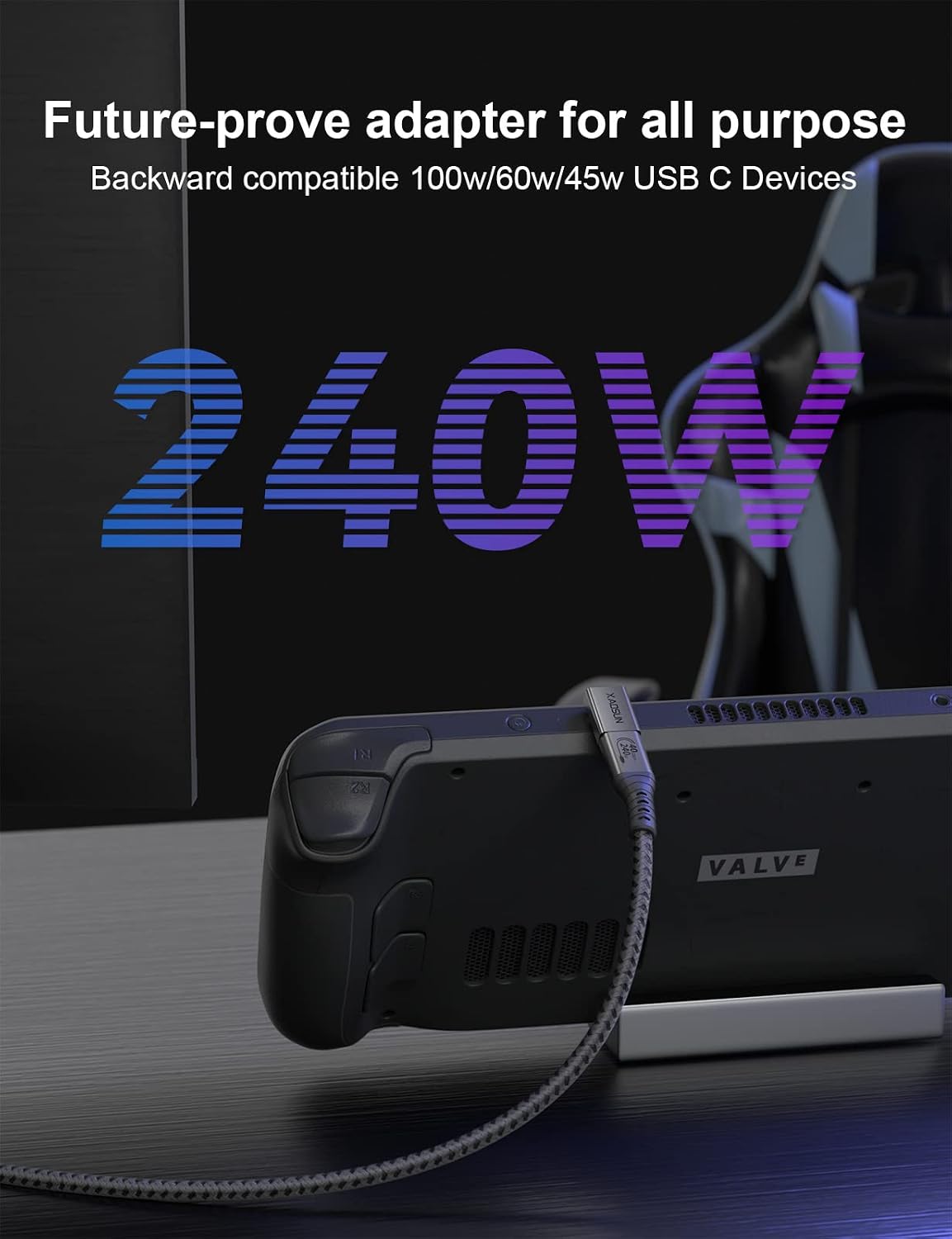 Thumbnail 1 de XAOSUN 40Gbps USB C Winkel Adapter 240W
