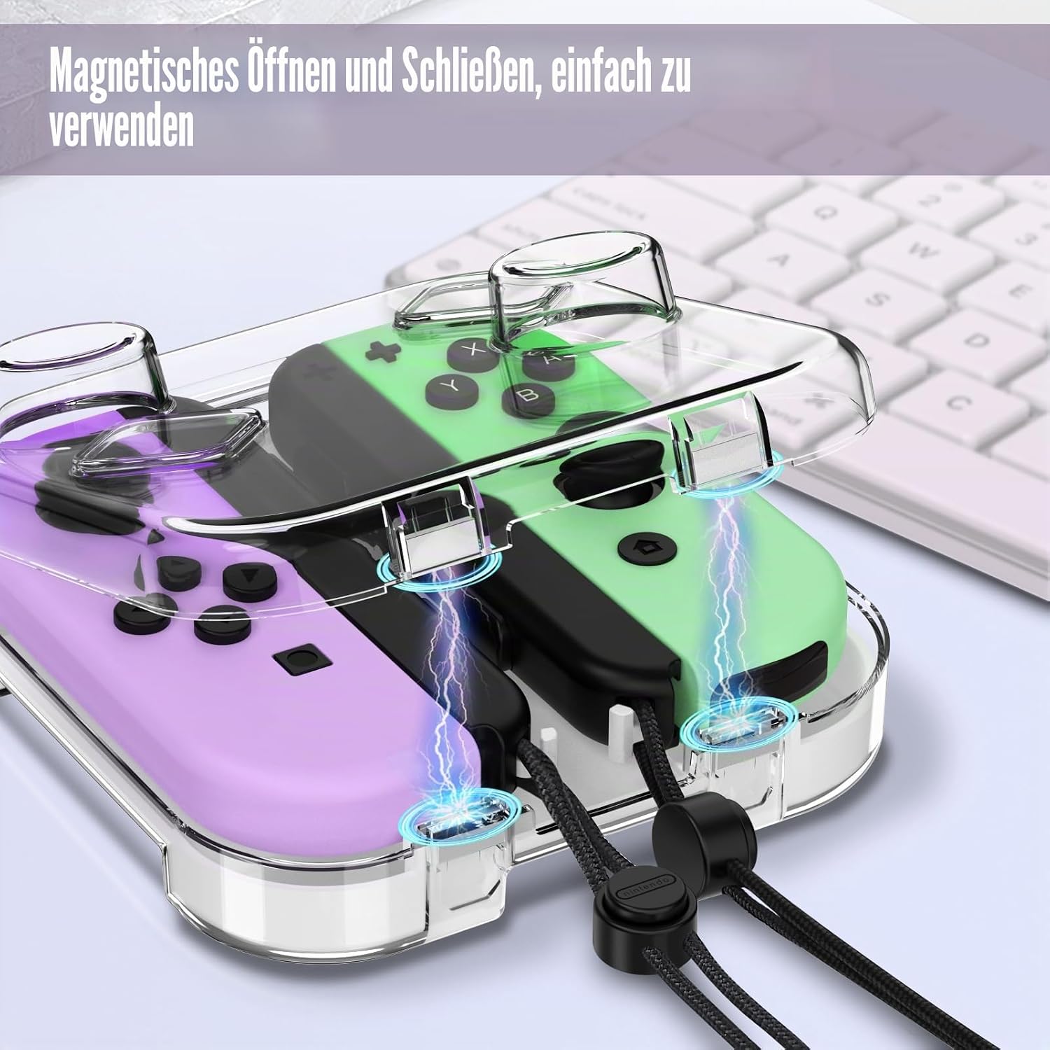 Detalle 2 de FINTIE Storage Case für Joy-Con – portable, staubdichte Schutzhülle mit transparentem PC-Deckel und Magnetverschluss