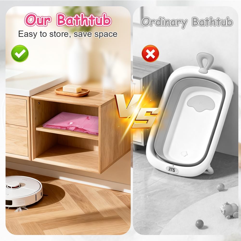Detalle de AUYAO opblaasbaar babybadje in roze pvc met antislipbodem en pomp