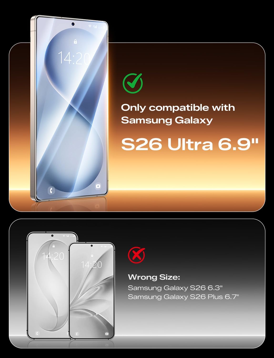 Detalle 2 de MAGIC JOHN 2-Pack 3rd Gen Screen Protector for Samsung Galaxy S26 Ultra (One-Pull Install, 9H Glass)