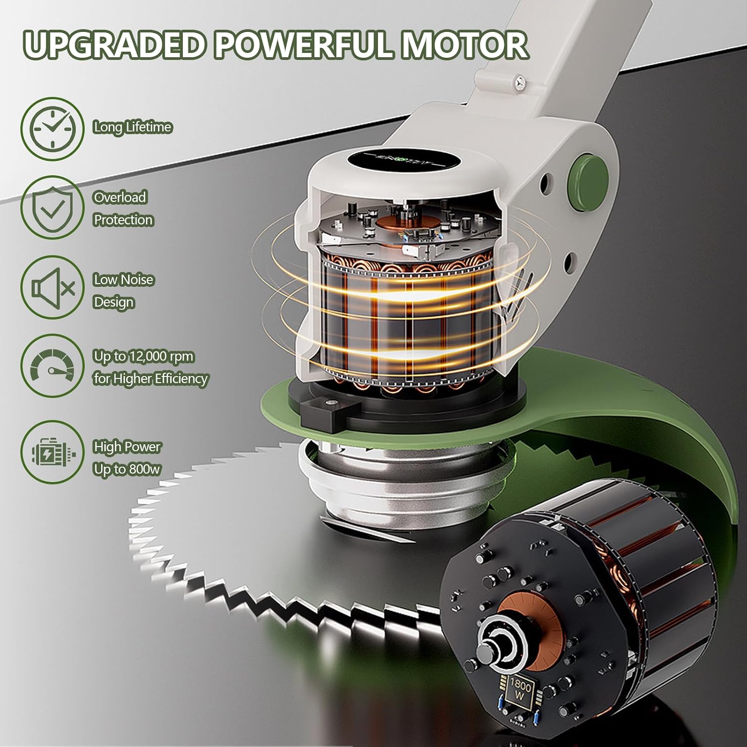 Detalle de Cordless Grass Trimmer with Metal Blades (allOne 21V) – 3-in-1 stringless strimmer with 2 x 4.0Ah batteries