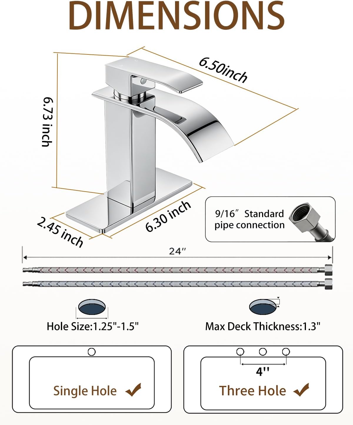 Detalle de Fransiton 7771 Waterfall Bathroom Sink Faucet, Chrome, Single Handle