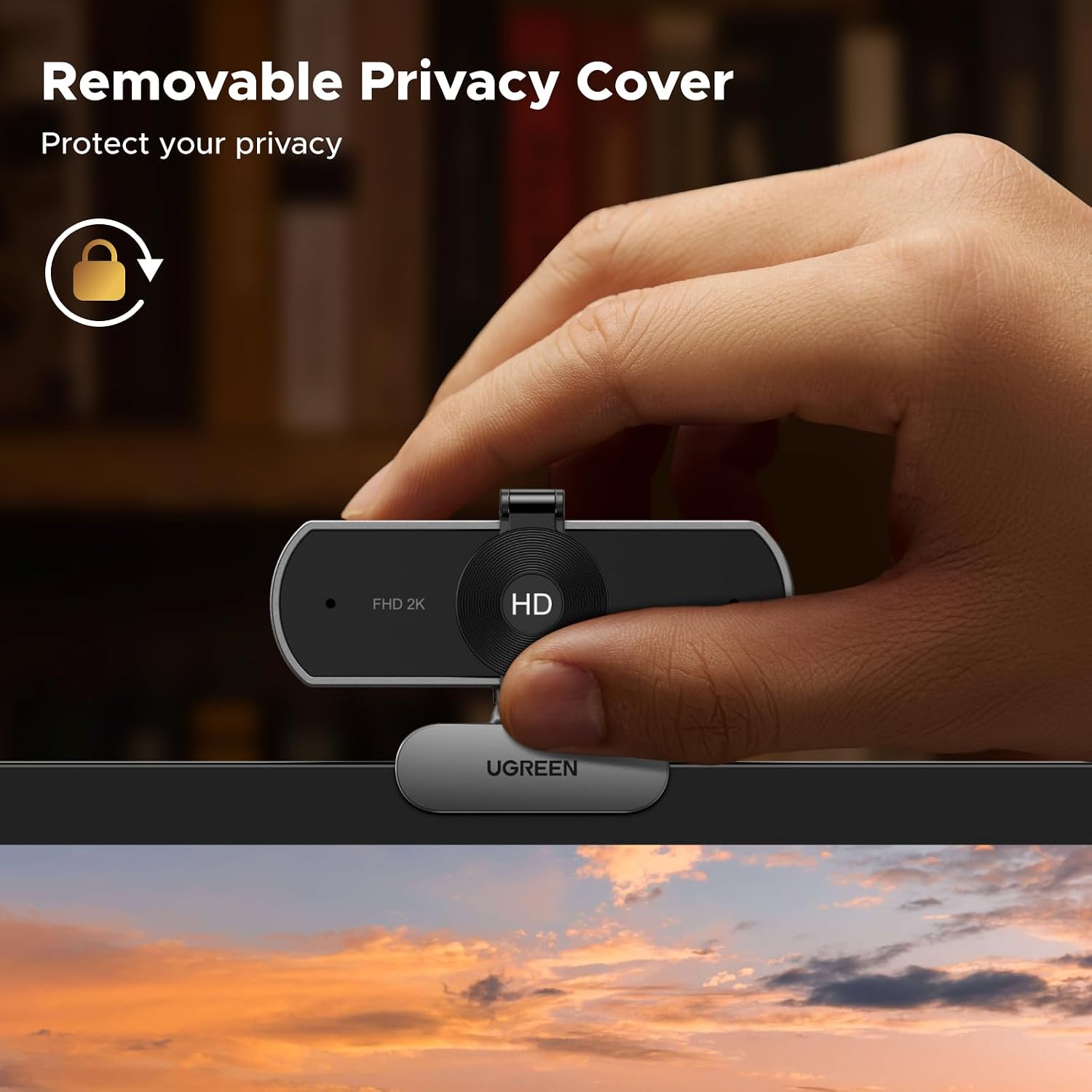 Thumbnail 5 de UGREEN 2K/30fps Webcam with Dual Microphones and Privacy Cover