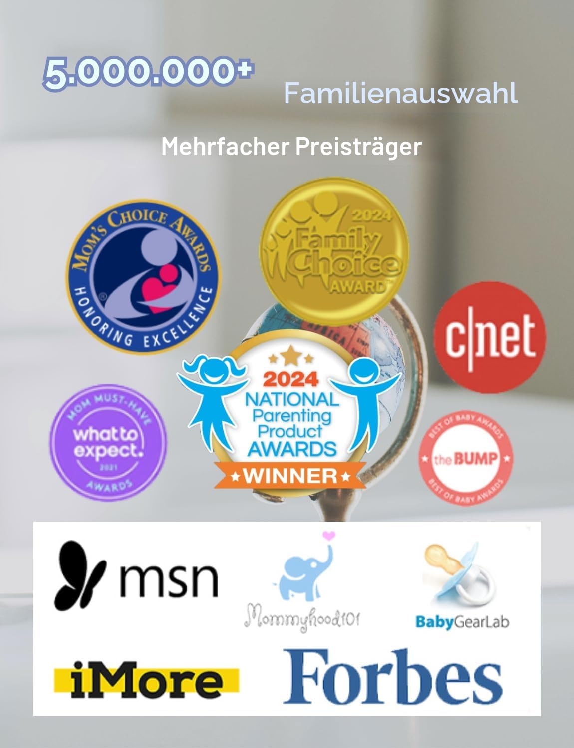 Detalle de HelloBaby Babyphone mit 2 Kameras (kein WLAN) und 5-Zoll geteilter Bildschirm